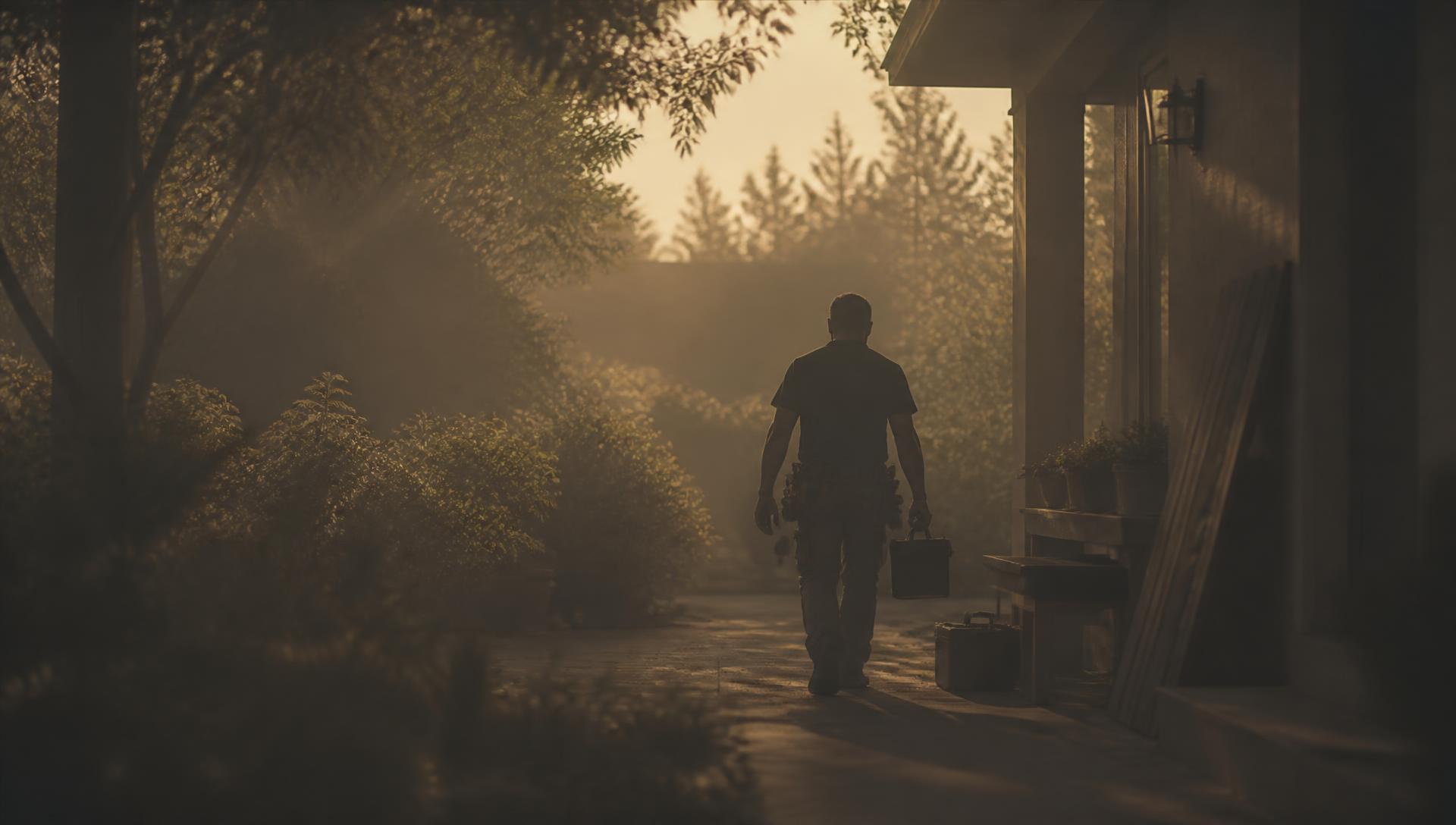 A local handyman at work on a customer's property